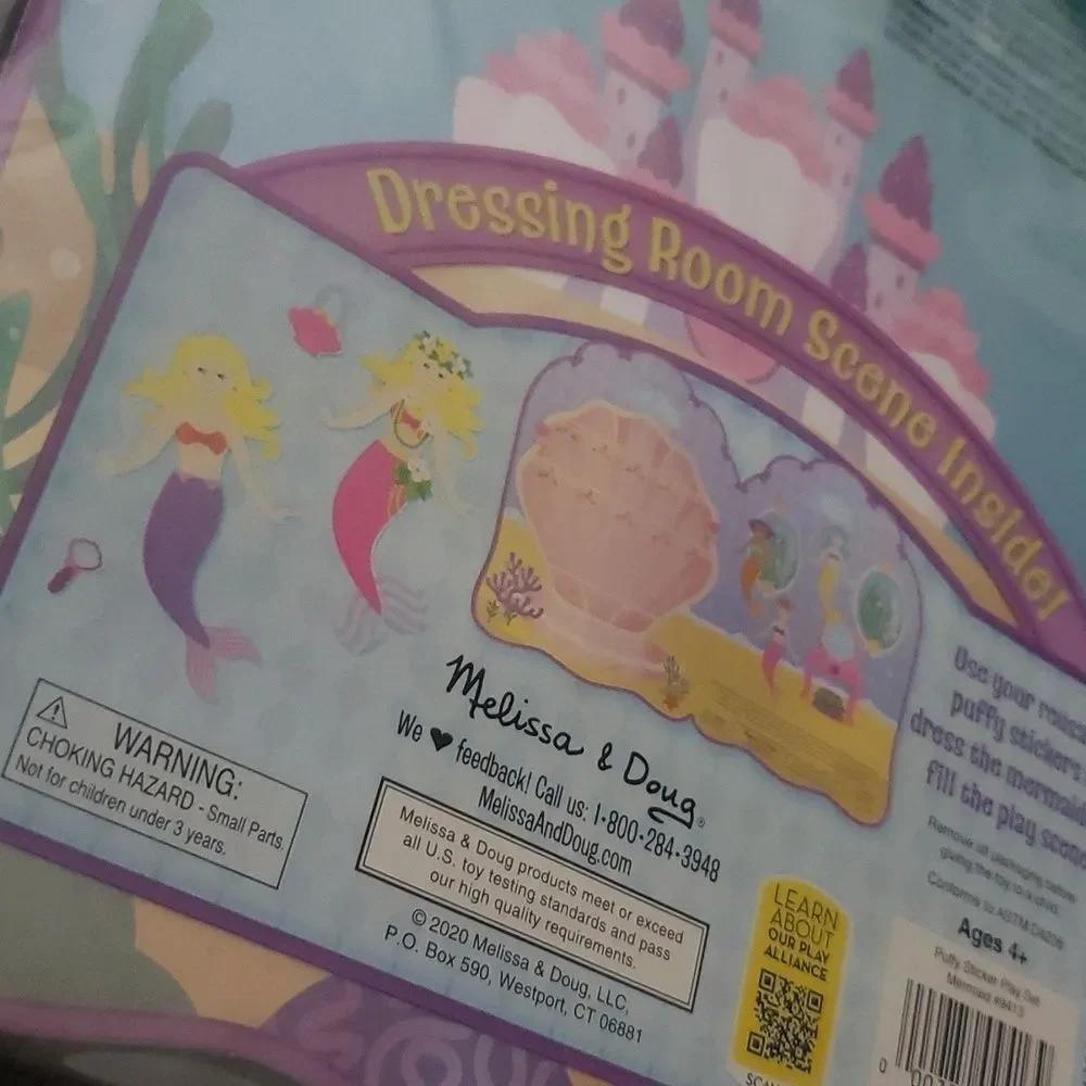 Melissa & Doug toy kids 4+ home mermaid puffy‎ stickers + play scenes